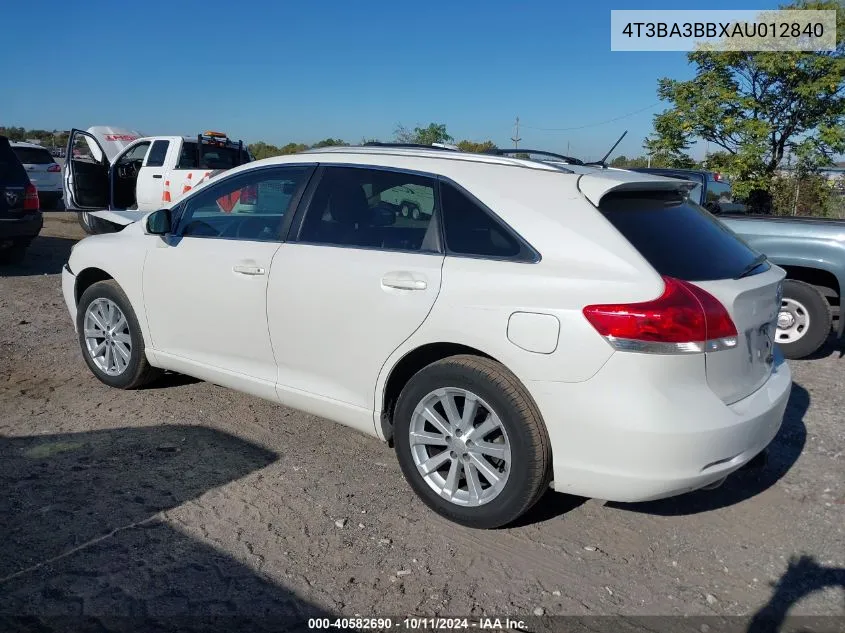 2010 Toyota Venza VIN: 4T3BA3BBXAU012840 Lot: 40582690