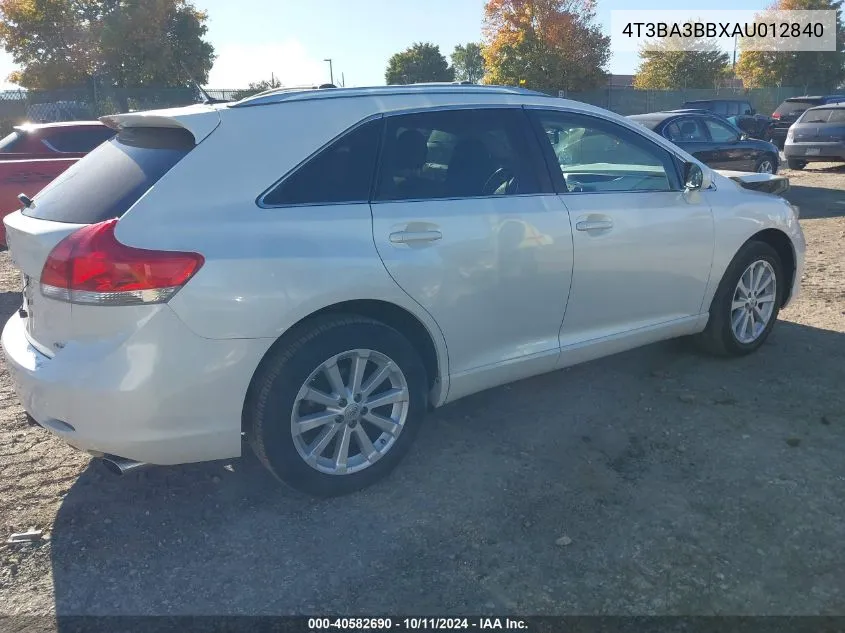 2010 Toyota Venza VIN: 4T3BA3BBXAU012840 Lot: 40582690