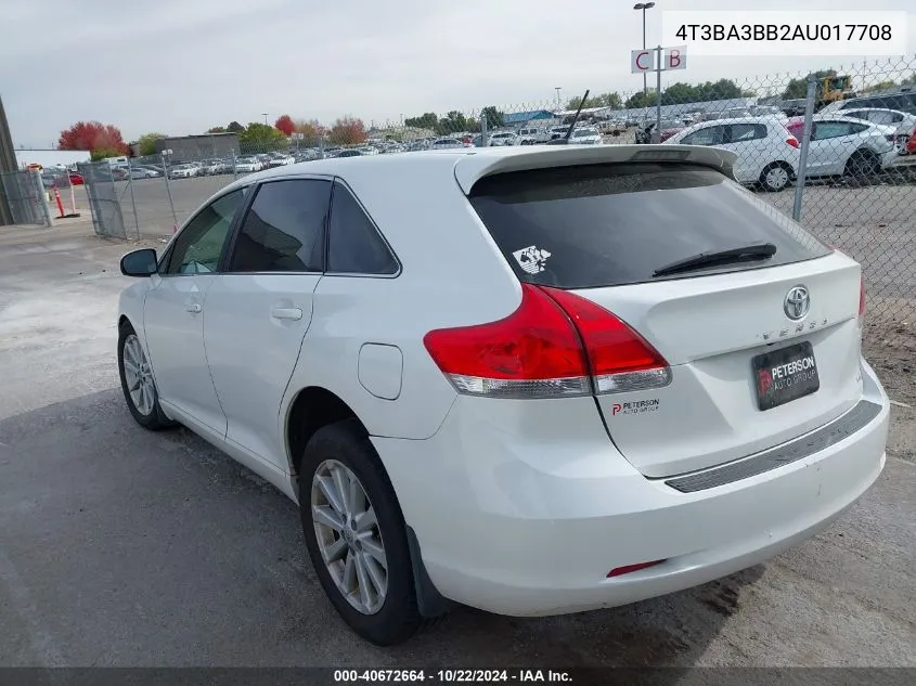 2010 Toyota Venza VIN: 4T3BA3BB2AU017708 Lot: 40672664