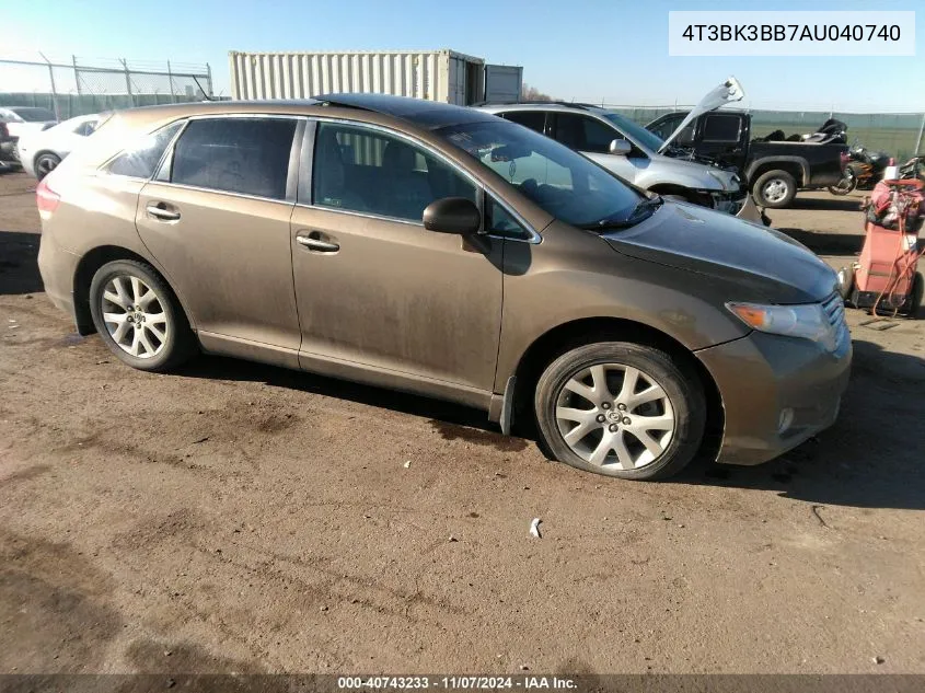 2010 Toyota Venza VIN: 4T3BK3BB7AU040740 Lot: 40743233