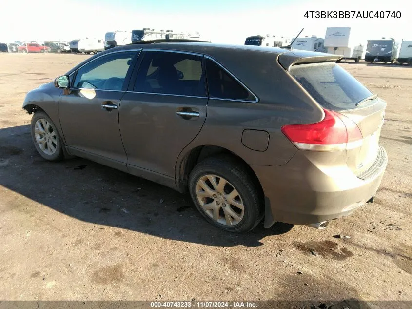 2010 Toyota Venza VIN: 4T3BK3BB7AU040740 Lot: 40743233