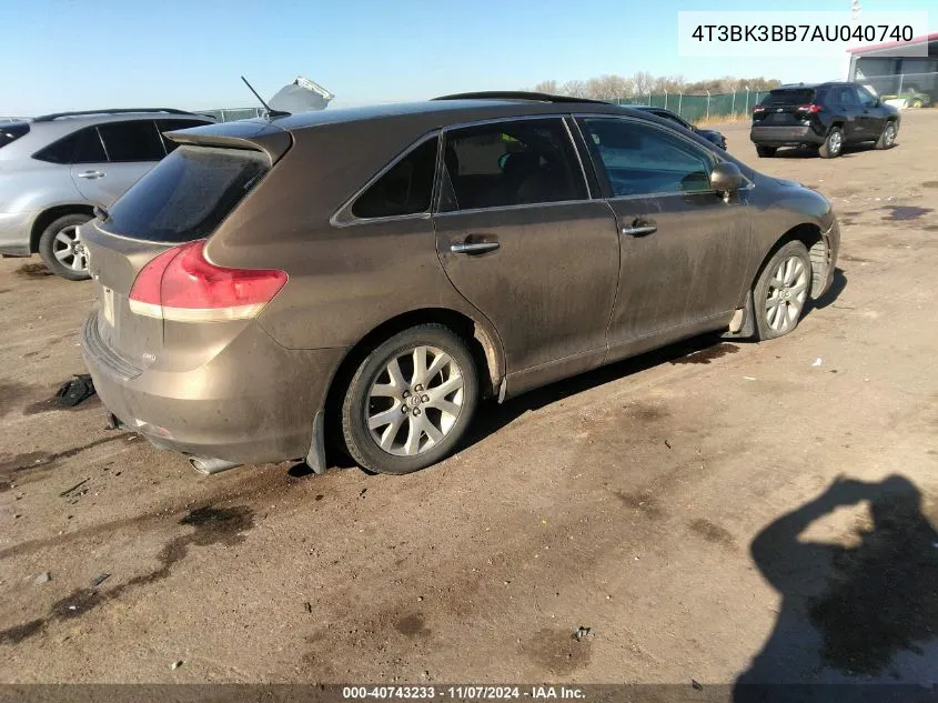 2010 Toyota Venza VIN: 4T3BK3BB7AU040740 Lot: 40743233