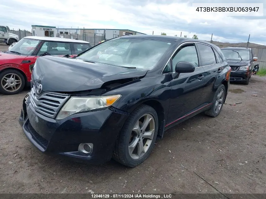 2011 Toyota Venza VIN: 4T3BK3BBXBU063947 Lot: 12046129