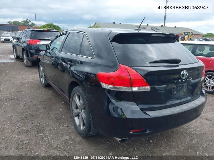 2011 Toyota Venza VIN: 4T3BK3BBXBU063947 Lot: 12046129