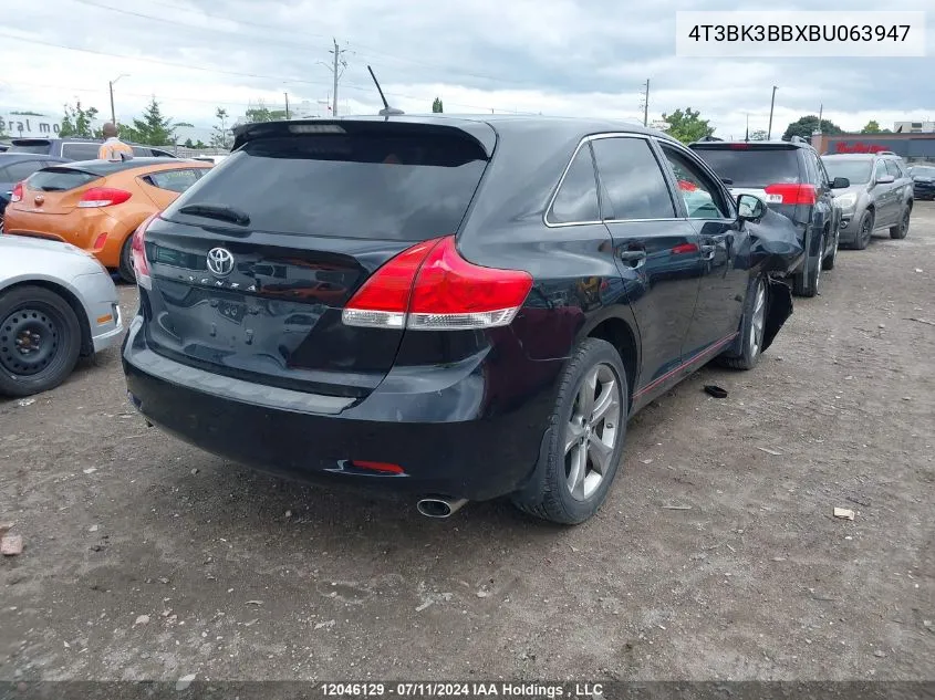 2011 Toyota Venza VIN: 4T3BK3BBXBU063947 Lot: 12046129