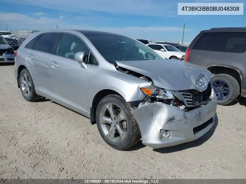 2011 Toyota Venza VIN: 4T3BK3BB0BU048308 Lot: 12105892