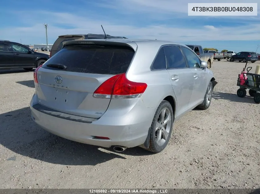 2011 Toyota Venza VIN: 4T3BK3BB0BU048308 Lot: 12105892