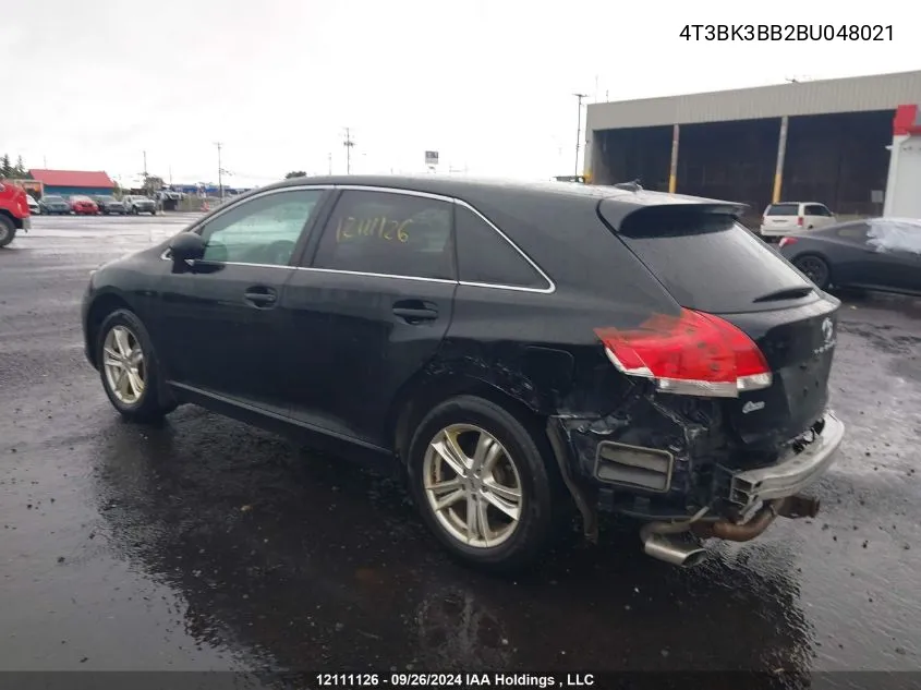 2011 Toyota Venza VIN: 4T3BK3BB2BU048021 Lot: 12111126