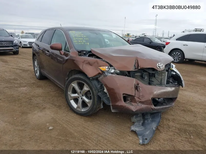 2011 Toyota Venza VIN: 4T3BK3BB0BU049880 Lot: 12118168