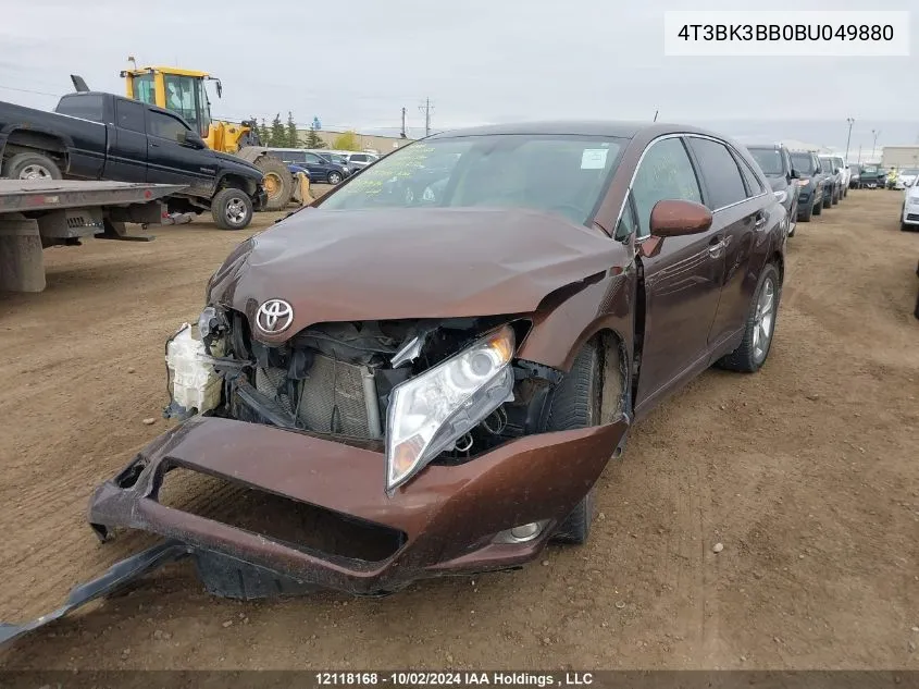 2011 Toyota Venza VIN: 4T3BK3BB0BU049880 Lot: 12118168