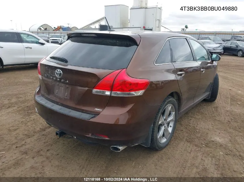 2011 Toyota Venza VIN: 4T3BK3BB0BU049880 Lot: 12118168