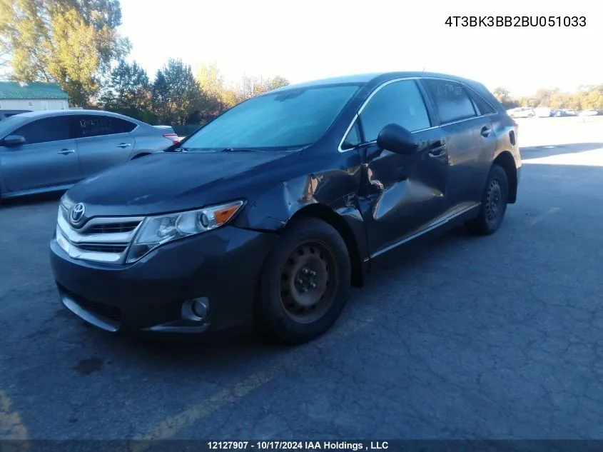 2011 Toyota Venza Base V6 VIN: 4T3BK3BB2BU051033 Lot: 12127907