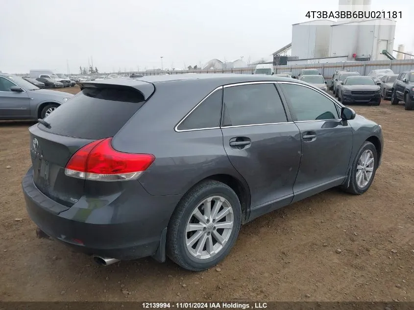 2011 Toyota Venza VIN: 4T3BA3BB6BU021181 Lot: 12139994