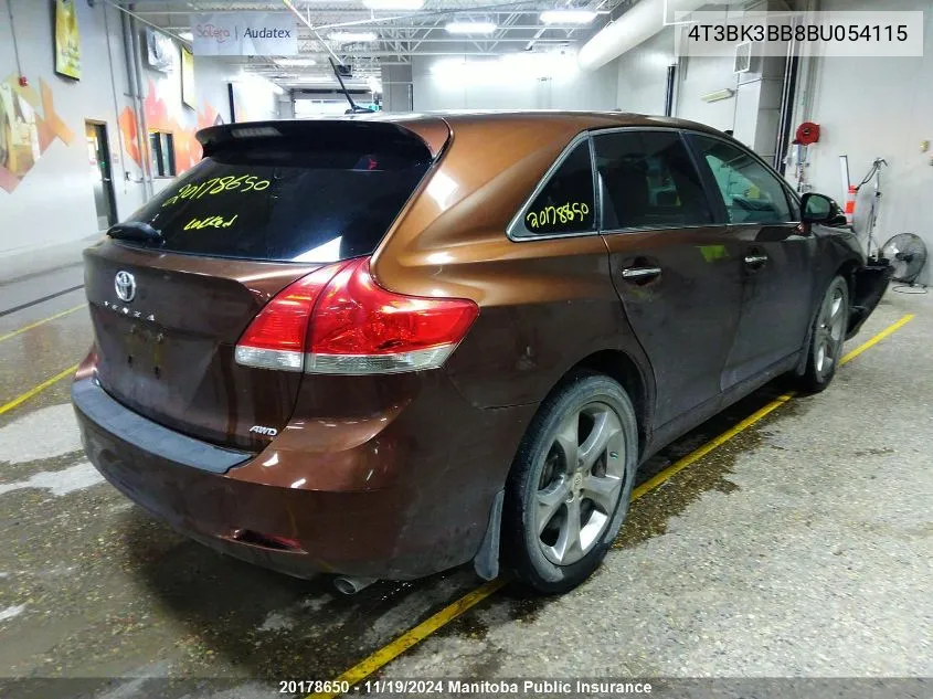 2011 Toyota Venza V6 VIN: 4T3BK3BB8BU054115 Lot: 20178650