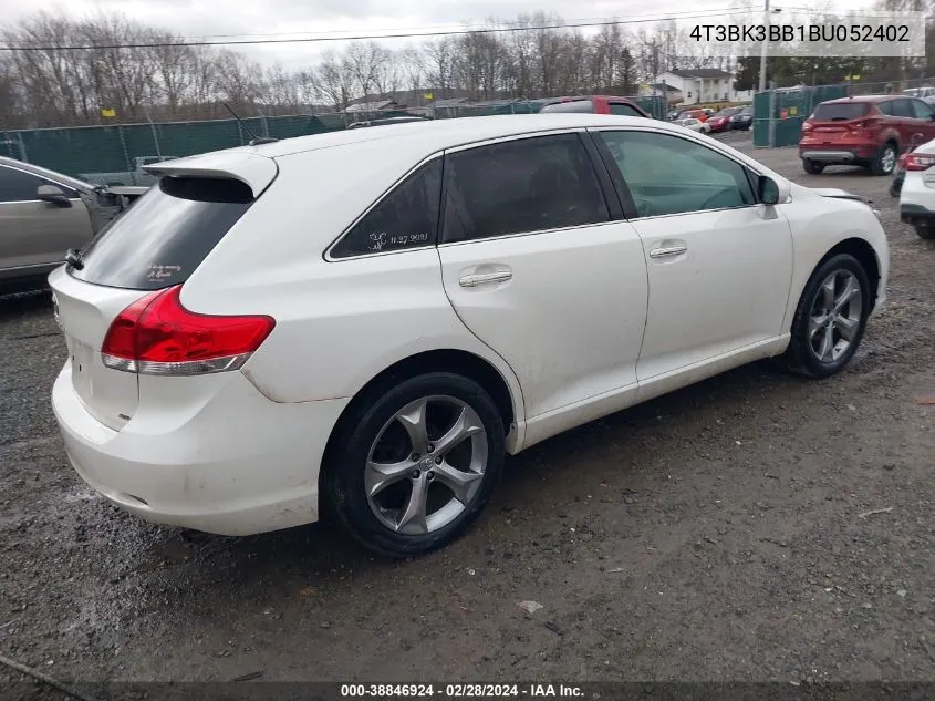 2011 Toyota Venza Base V6 VIN: 4T3BK3BB1BU052402 Lot: 38846924