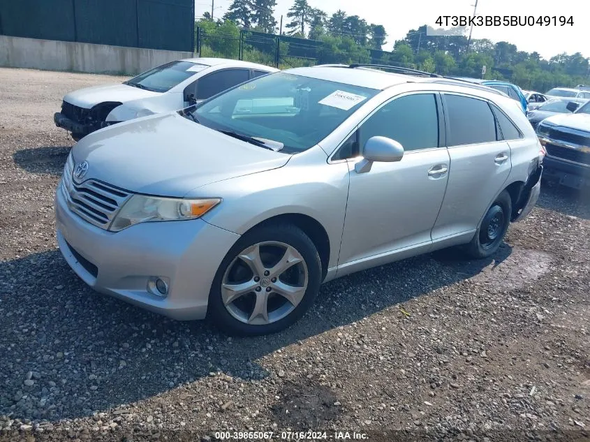 2011 Toyota Venza Base V6 VIN: 4T3BK3BB5BU049194 Lot: 39855067