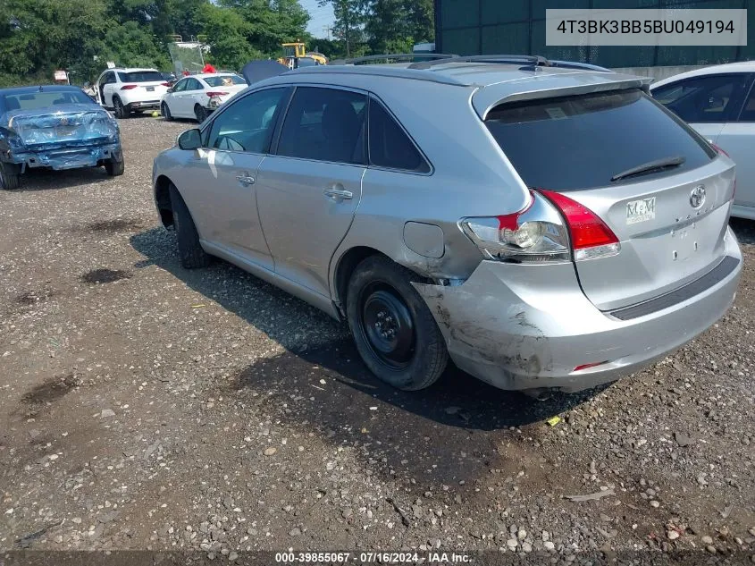 4T3BK3BB5BU049194 2011 Toyota Venza Base V6