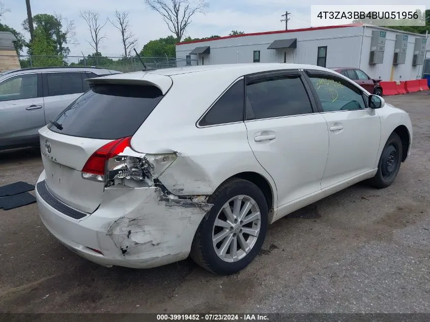 2011 Toyota Venza VIN: 4T3ZA3BB4BU051956 Lot: 39919452