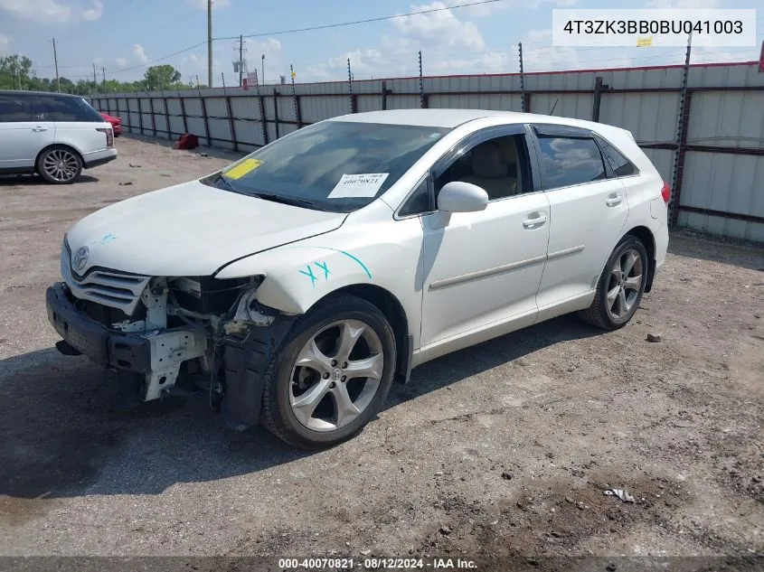 2011 Toyota Venza Base V6 VIN: 4T3ZK3BB0BU041003 Lot: 40070821