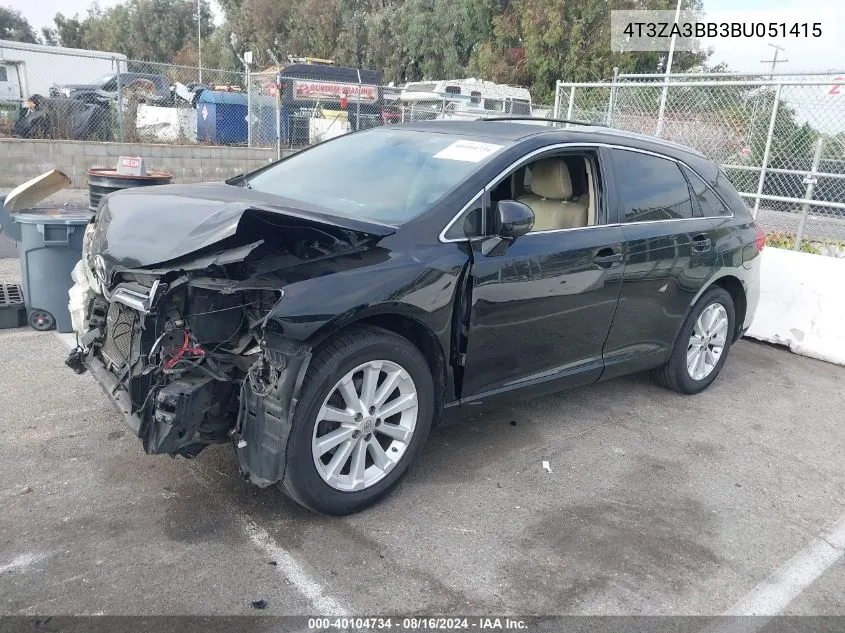 2011 Toyota Venza VIN: 4T3ZA3BB3BU051415 Lot: 40104734