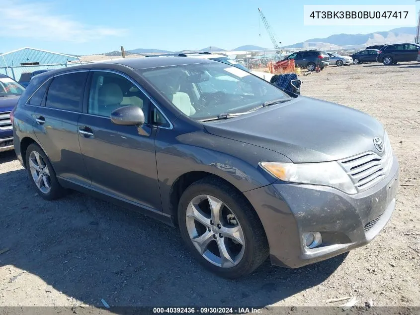 2011 Toyota Venza VIN: 4T3BK3BB0BU047417 Lot: 40392436