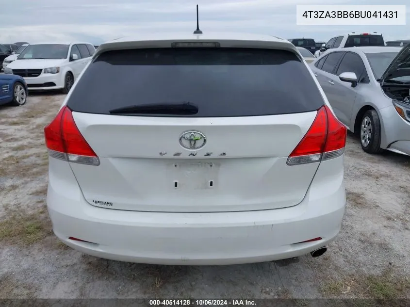 2011 Toyota Venza VIN: 4T3ZA3BB6BU041431 Lot: 40514128