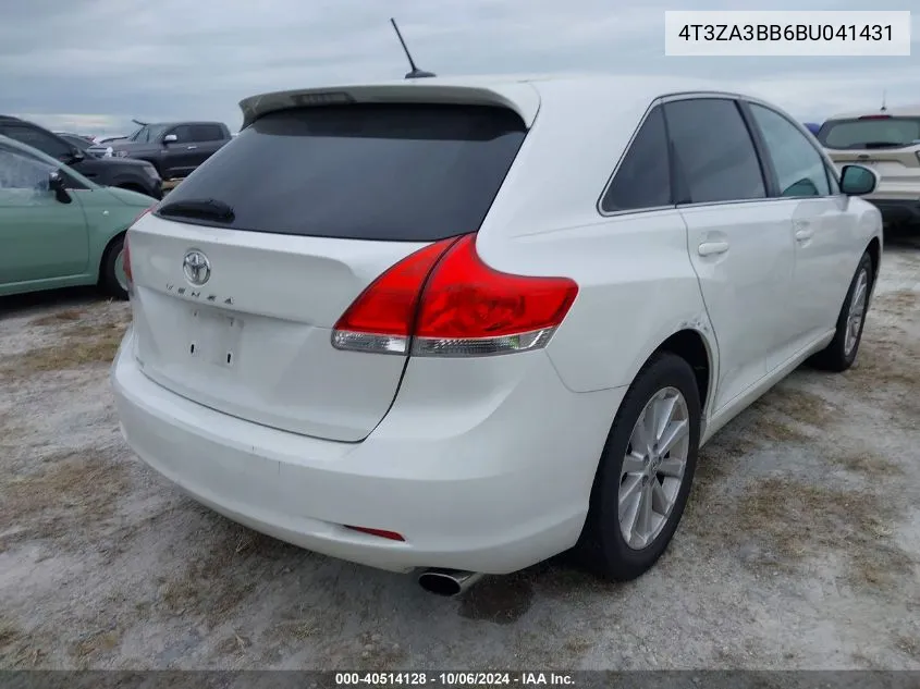 2011 Toyota Venza VIN: 4T3ZA3BB6BU041431 Lot: 40514128