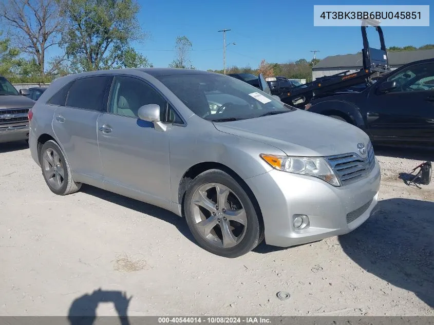 2011 Toyota Venza Base V6 VIN: 4T3BK3BB6BU045851 Lot: 40544014