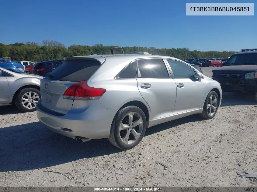 4T3BK3BB6BU045851 2011 Toyota Venza Base V6