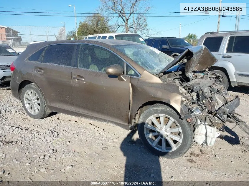 2011 Toyota Venza VIN: 4T3ZA3BB0BU043885 Lot: 40597776