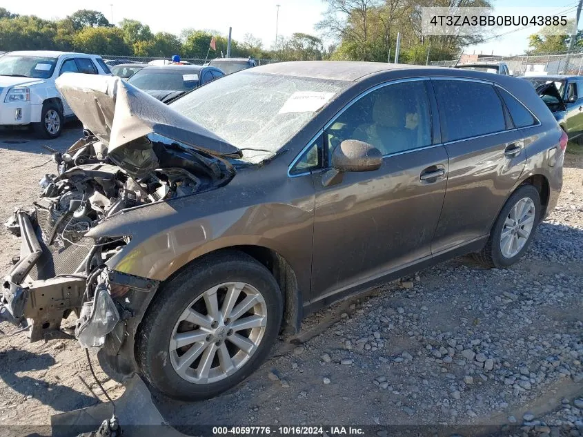 2011 Toyota Venza VIN: 4T3ZA3BB0BU043885 Lot: 40597776