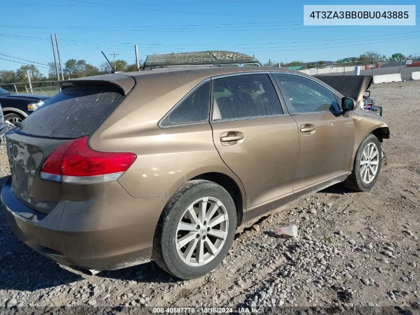 2011 Toyota Venza VIN: 4T3ZA3BB0BU043885 Lot: 40597776