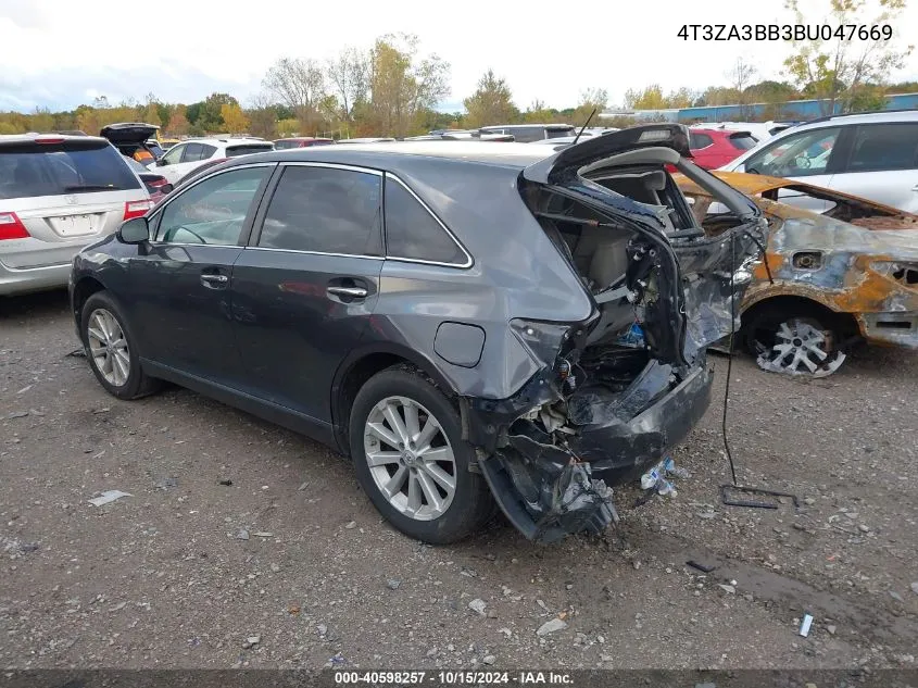 2011 Toyota Venza VIN: 4T3ZA3BB3BU047669 Lot: 40598257