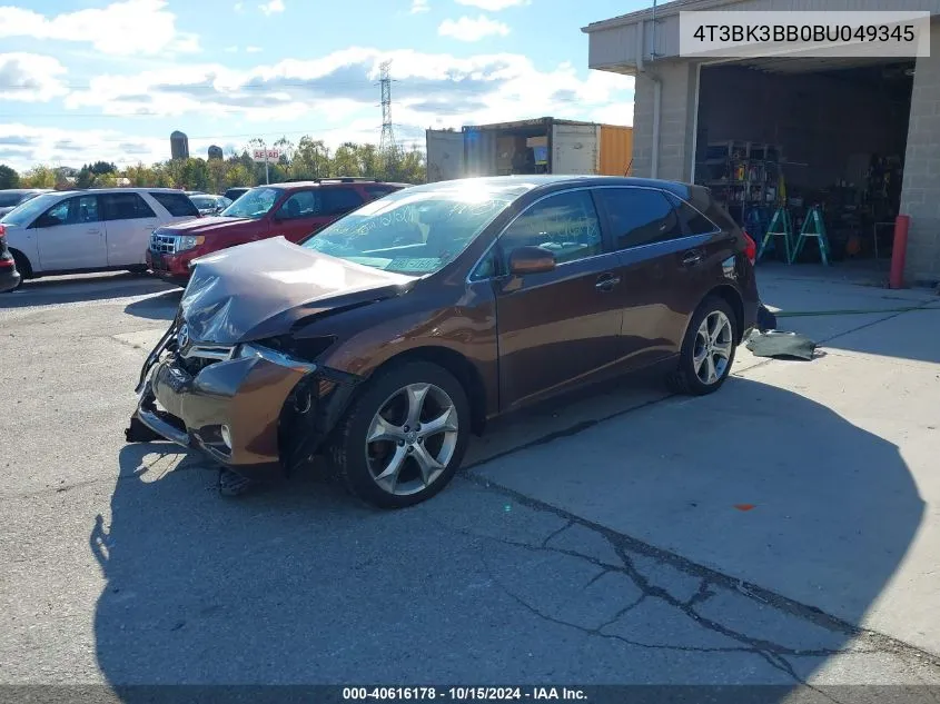 2011 Toyota Venza Base V6 VIN: 4T3BK3BB0BU049345 Lot: 40616178