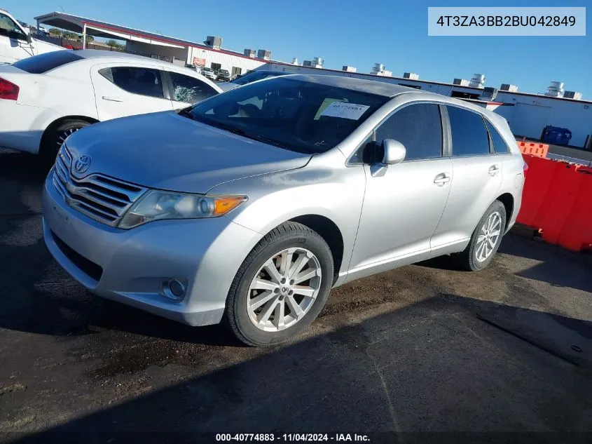 2011 Toyota Venza VIN: 4T3ZA3BB2BU042849 Lot: 40774883