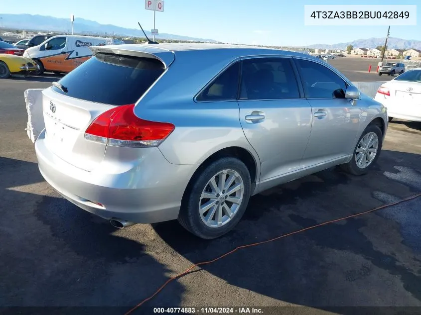 2011 Toyota Venza VIN: 4T3ZA3BB2BU042849 Lot: 40774883