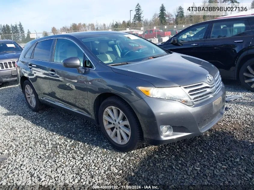 2011 Toyota Venza VIN: 4T3BA3BB9BU027136 Lot: 40809192