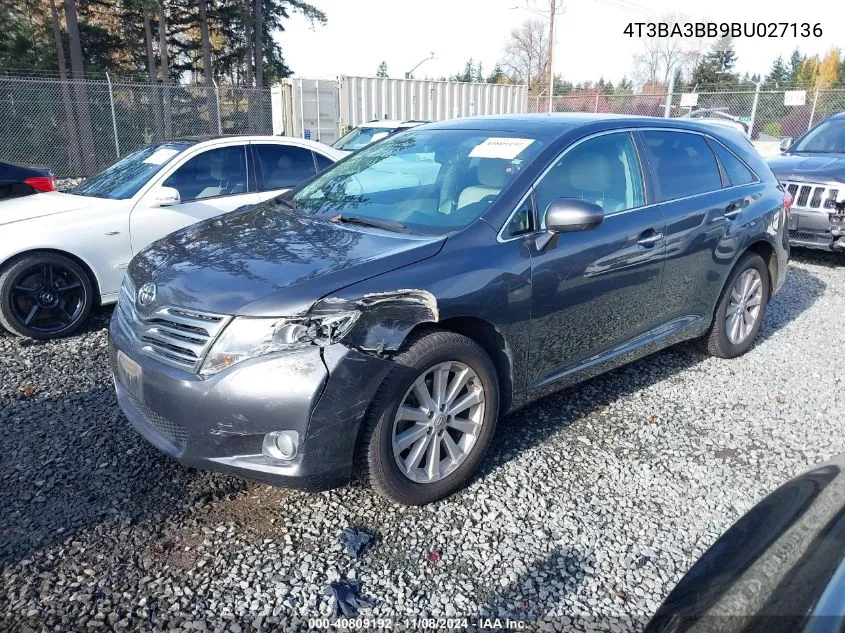 2011 Toyota Venza VIN: 4T3BA3BB9BU027136 Lot: 40809192