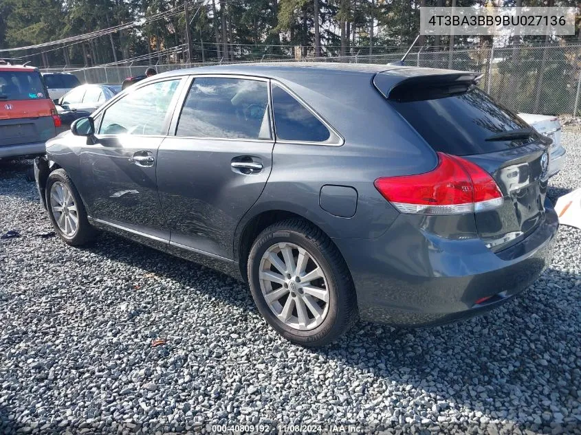 2011 Toyota Venza VIN: 4T3BA3BB9BU027136 Lot: 40809192