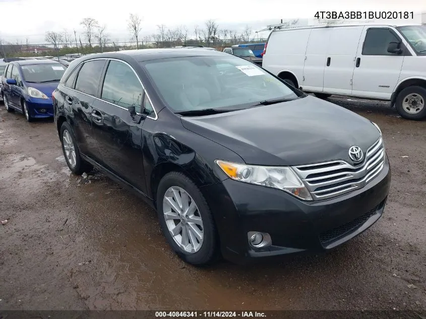 2011 Toyota Venza VIN: 4T3BA3BB1BU020181 Lot: 40846341