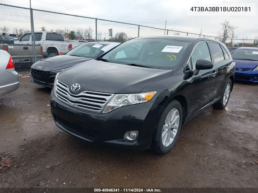 2011 Toyota Venza VIN: 4T3BA3BB1BU020181 Lot: 40846341