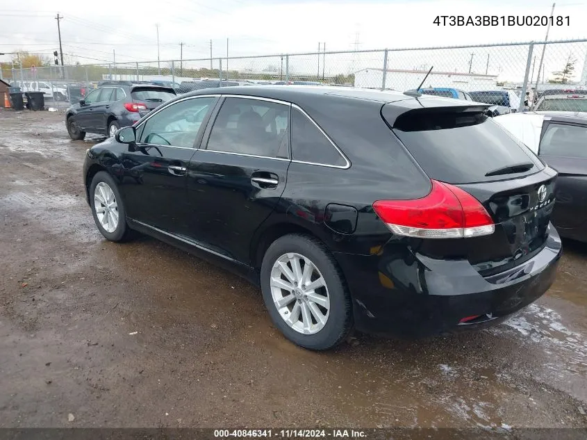 2011 Toyota Venza VIN: 4T3BA3BB1BU020181 Lot: 40846341