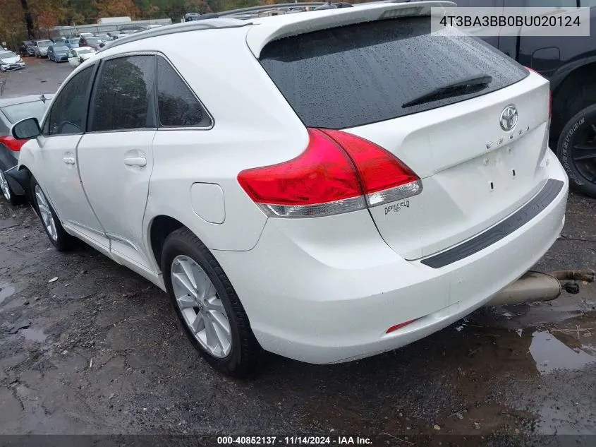 2011 Toyota Venza VIN: 4T3BA3BB0BU020124 Lot: 40852137