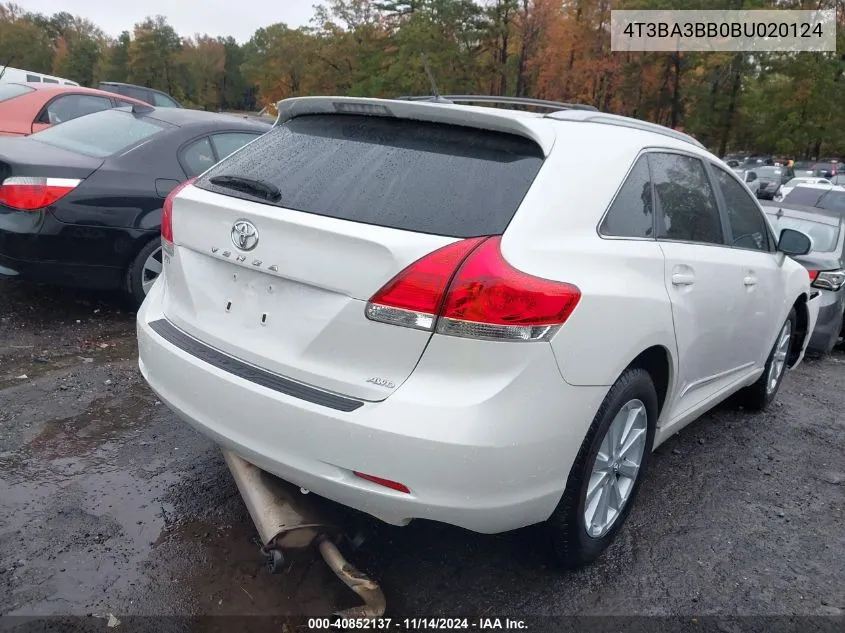 2011 Toyota Venza VIN: 4T3BA3BB0BU020124 Lot: 40852137