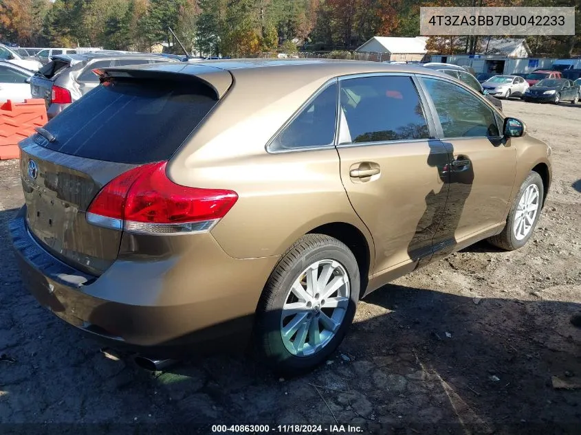 2011 Toyota Venza VIN: 4T3ZA3BB7BU042233 Lot: 40863000