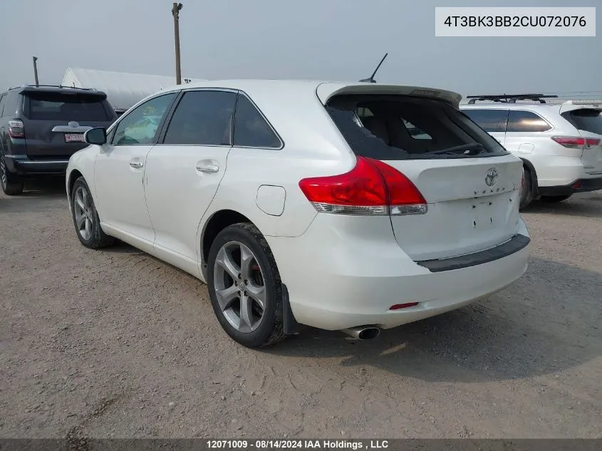 2012 Toyota Venza Le/Xle/Limited VIN: 4T3BK3BB2CU072076 Lot: 12071009