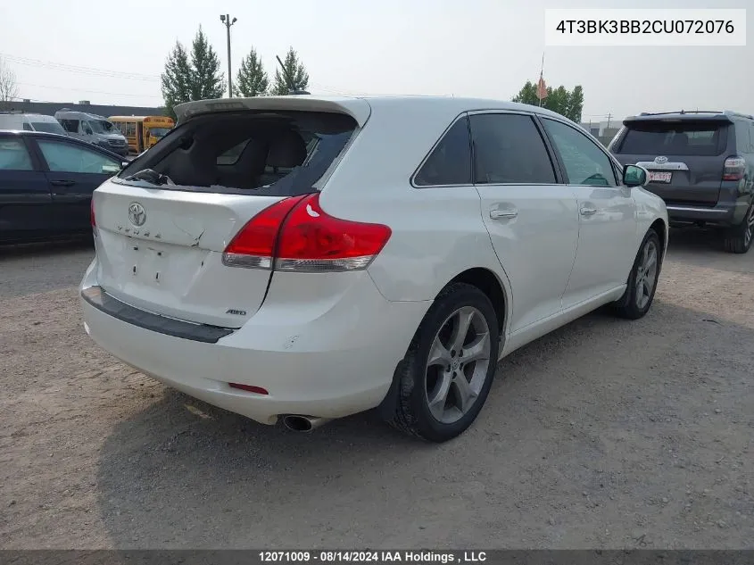 2012 Toyota Venza Le/Xle/Limited VIN: 4T3BK3BB2CU072076 Lot: 12071009