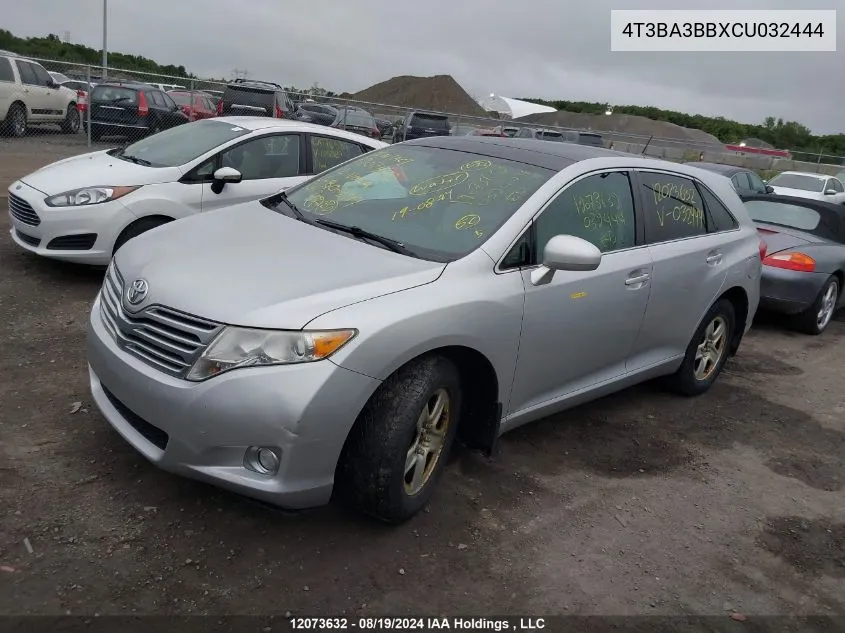 2012 Toyota Venza VIN: 4T3BA3BBXCU032444 Lot: 12073632