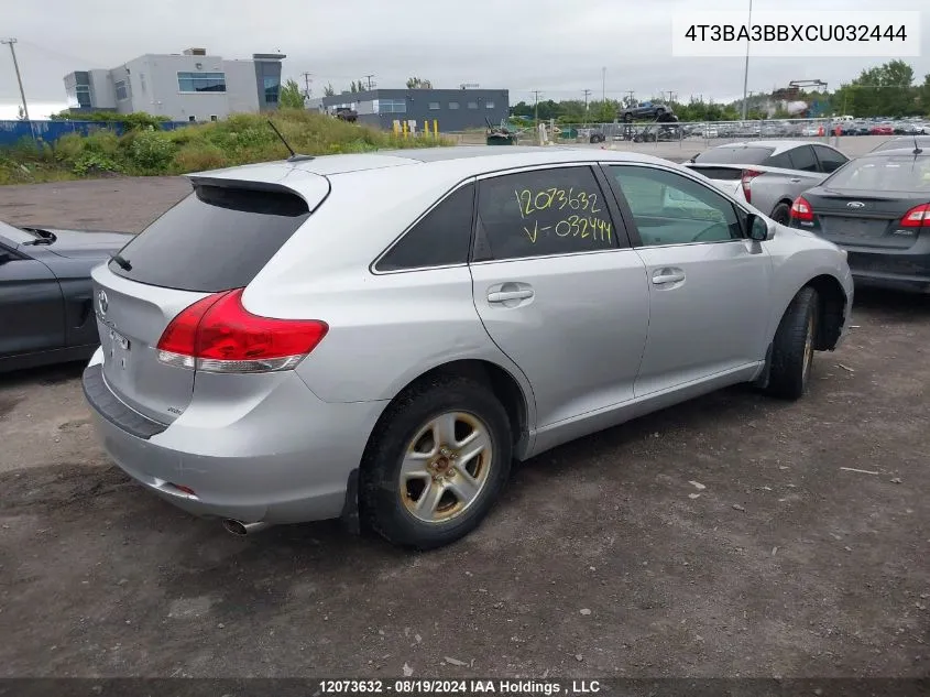 2012 Toyota Venza VIN: 4T3BA3BBXCU032444 Lot: 12073632