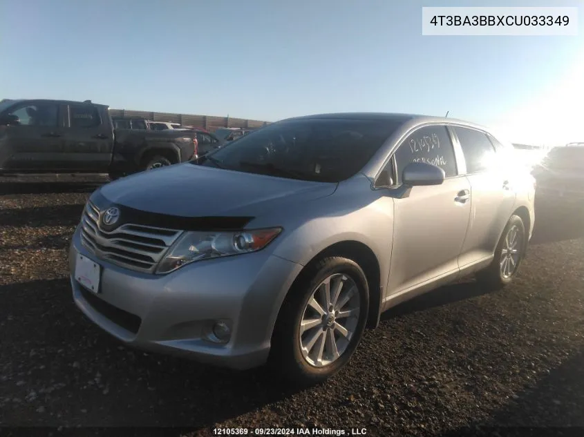 2012 Toyota Venza Le/Xle VIN: 4T3BA3BBXCU033349 Lot: 12105369